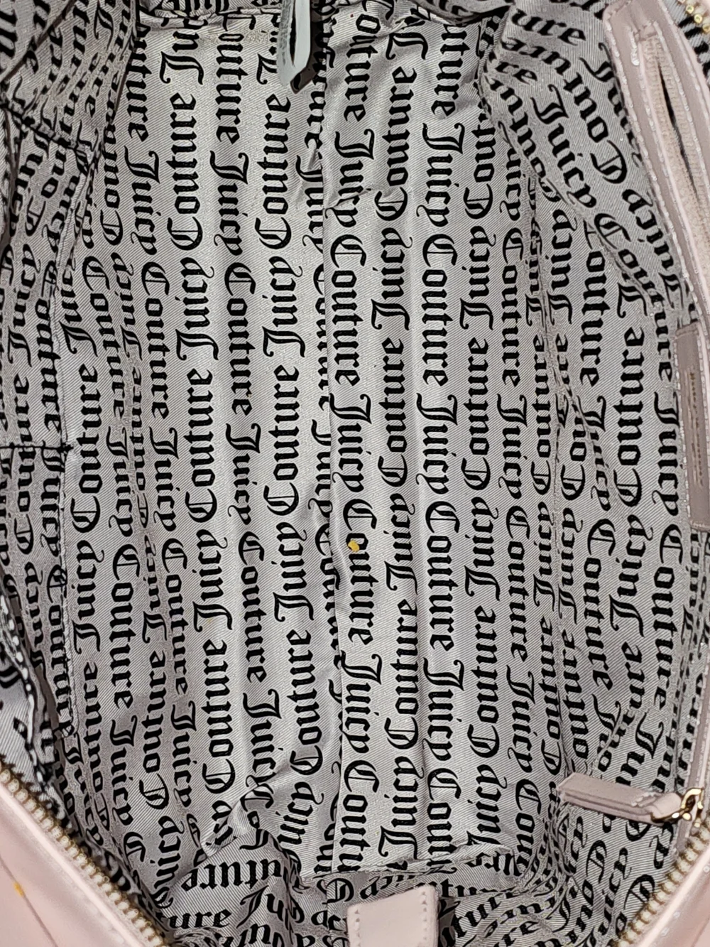 Juicy Couture Pale Pink Velvet Tote with Gold Chain & Cherry Charm